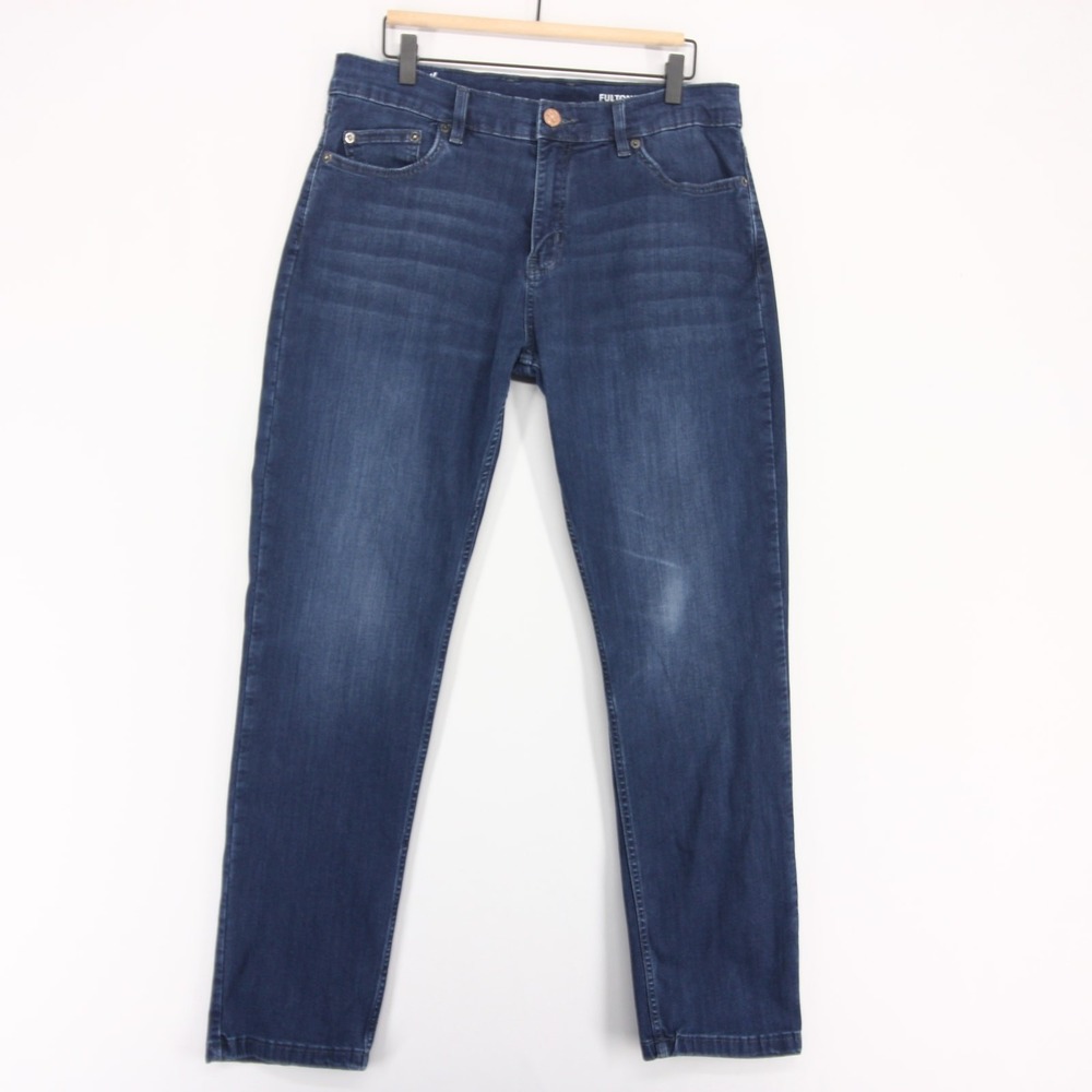 Mugsy Fultons Jeans Mens 36x32 Blue Stretch Slim Fit Dark Wash Performance Denim
